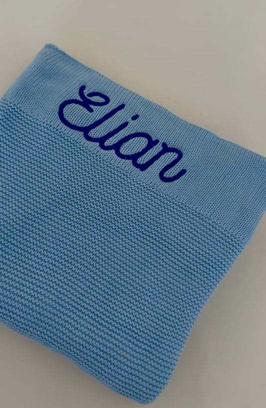 Classic Knitted Blanket - Sage