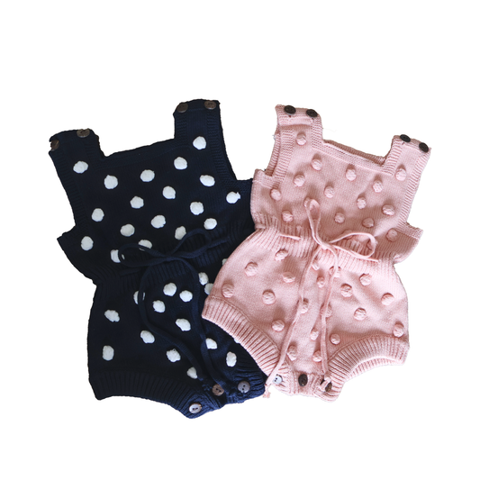 Bobble Knit Romper - Navy