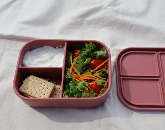 SummitCo Bento 3 Silicone Lunchbox - Rosewood – Leakproof, 3 Compartments, Microwave & Oven Safe