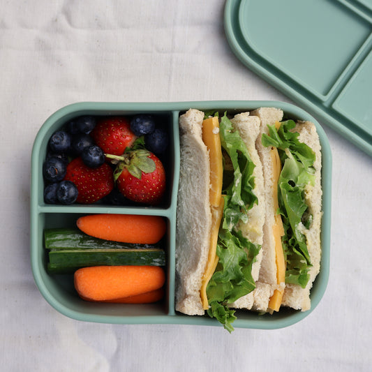 SummitCo Bento 3 Silicone Lunchbox - Fern Green – Leakproof, 3 Compartments, Microwave & Oven Safe