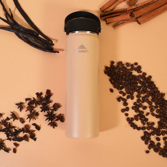 SummitCo 650ml Stainless Steel Water Bottle- Latte – Vacuum Insulated, Leak-Proof, Hot & Cold