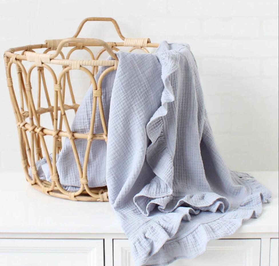 Double Muslin Frill Edged Swaddle