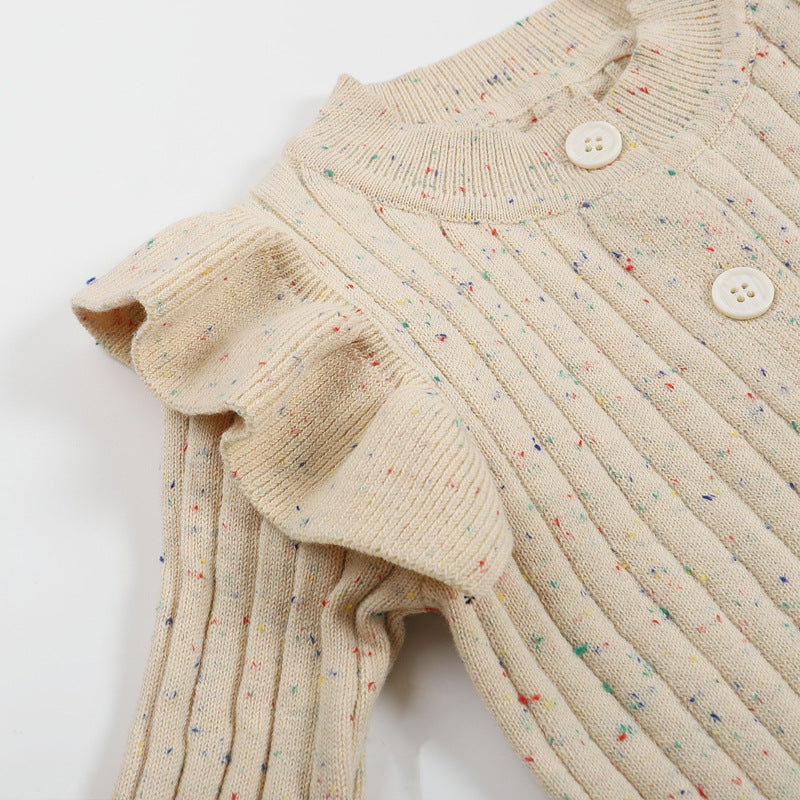 Knitted Frill Jumpsuit - Vanilla Confetti