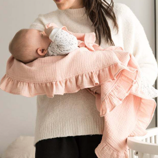 Double Muslin Frill Edged Swaddle