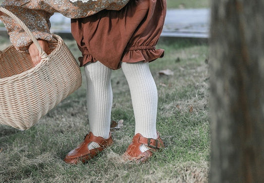 Ribbed Basic Tights - Terracotta