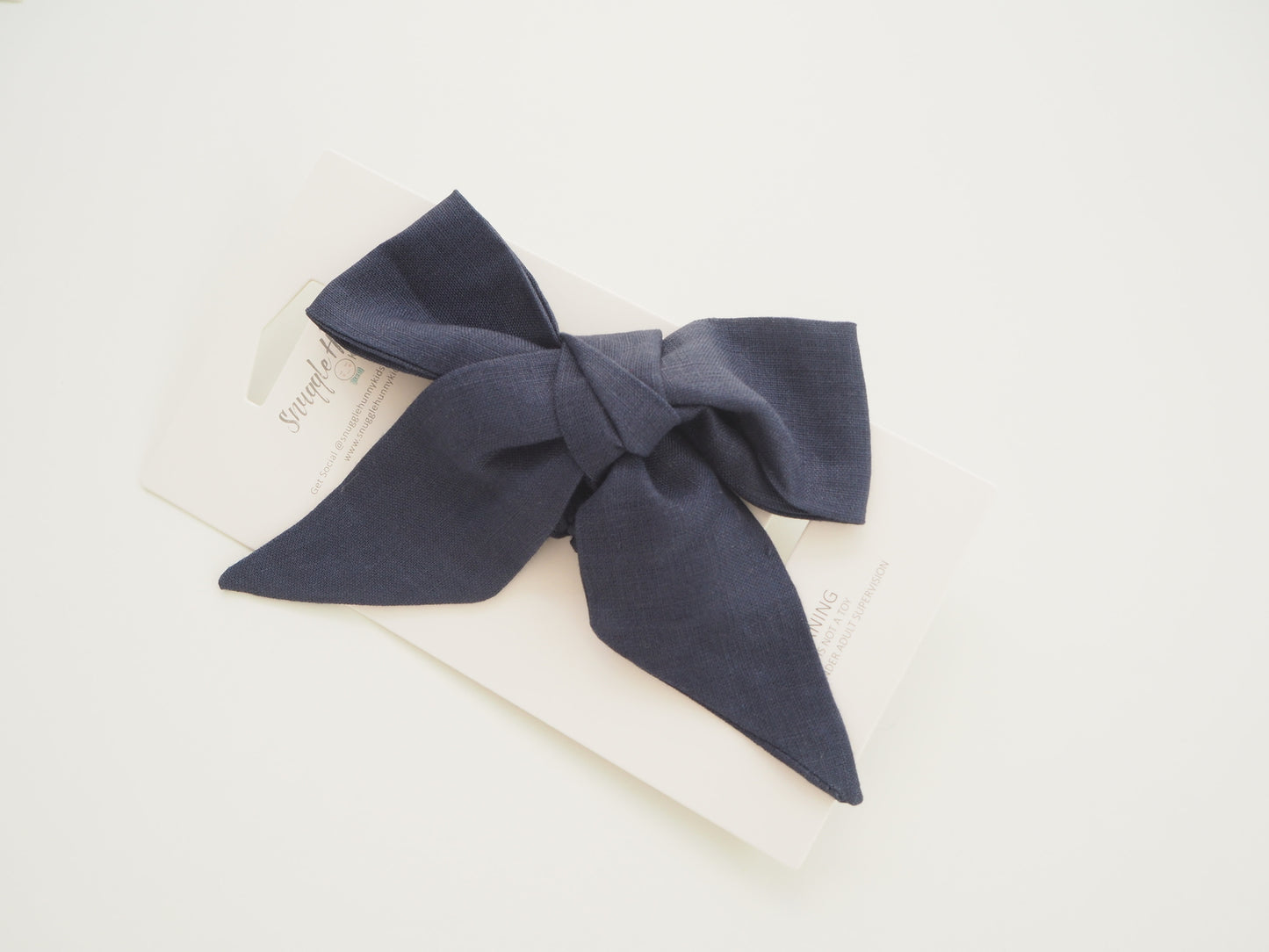 Snuggle Hunny Kids Pre-tied Linen Bow Headband Wrap - Navy
