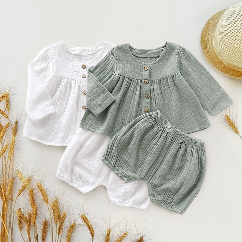 Imara Muslin Shorts and Blouse Set - Seafoam