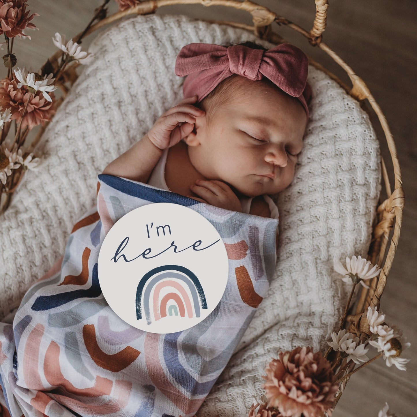 Snuggle Hunny Kids Milestone Cards- Rainbow Baby & Sage