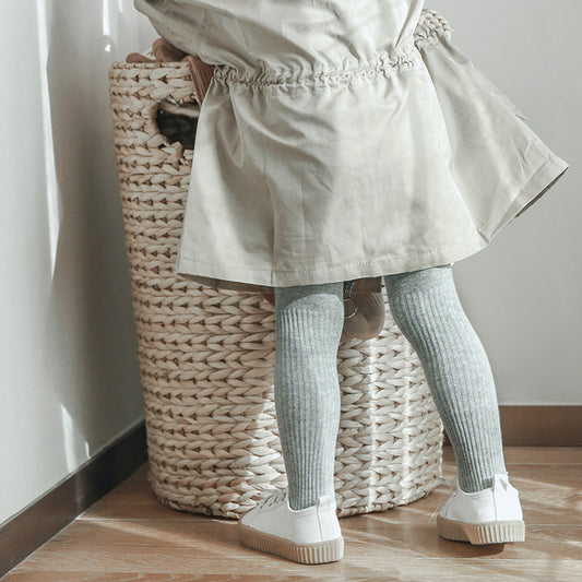 Ribbed Basic Tights - White