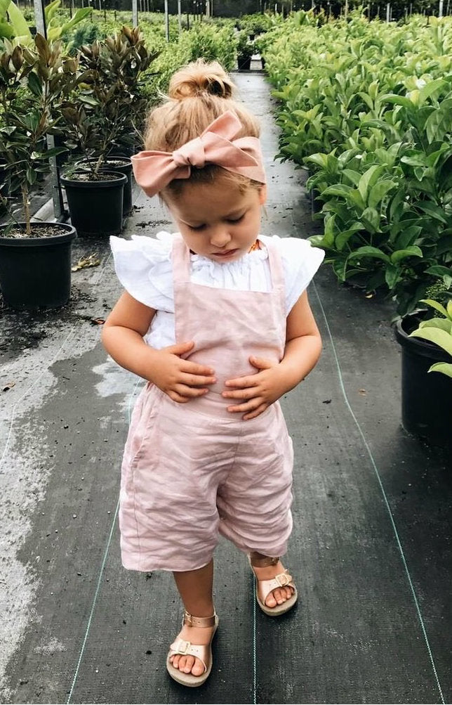 Snuggle Hunny Kids Pre-tied Linen Bow Headband Wrap - Rust