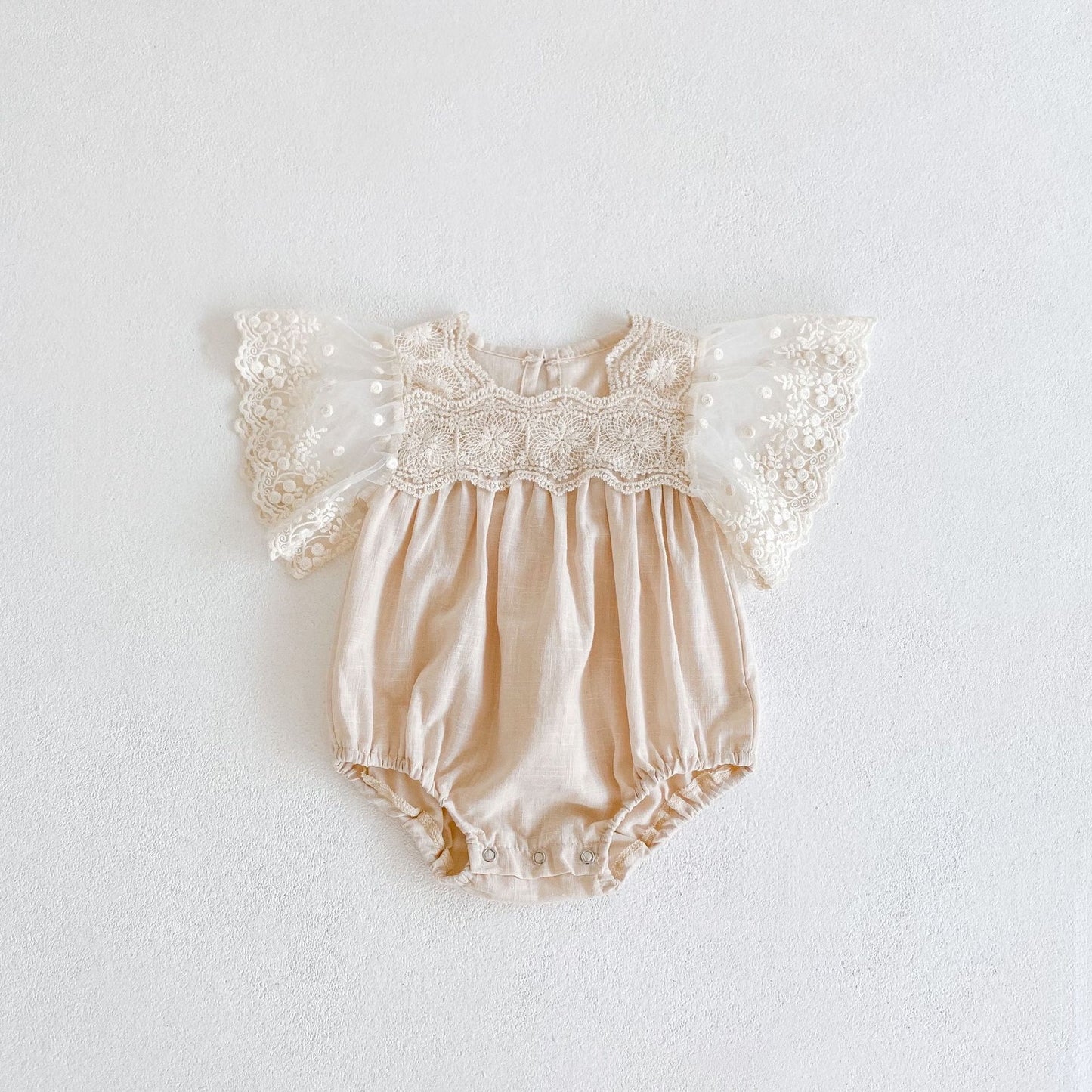 Angel lace sleeved romper