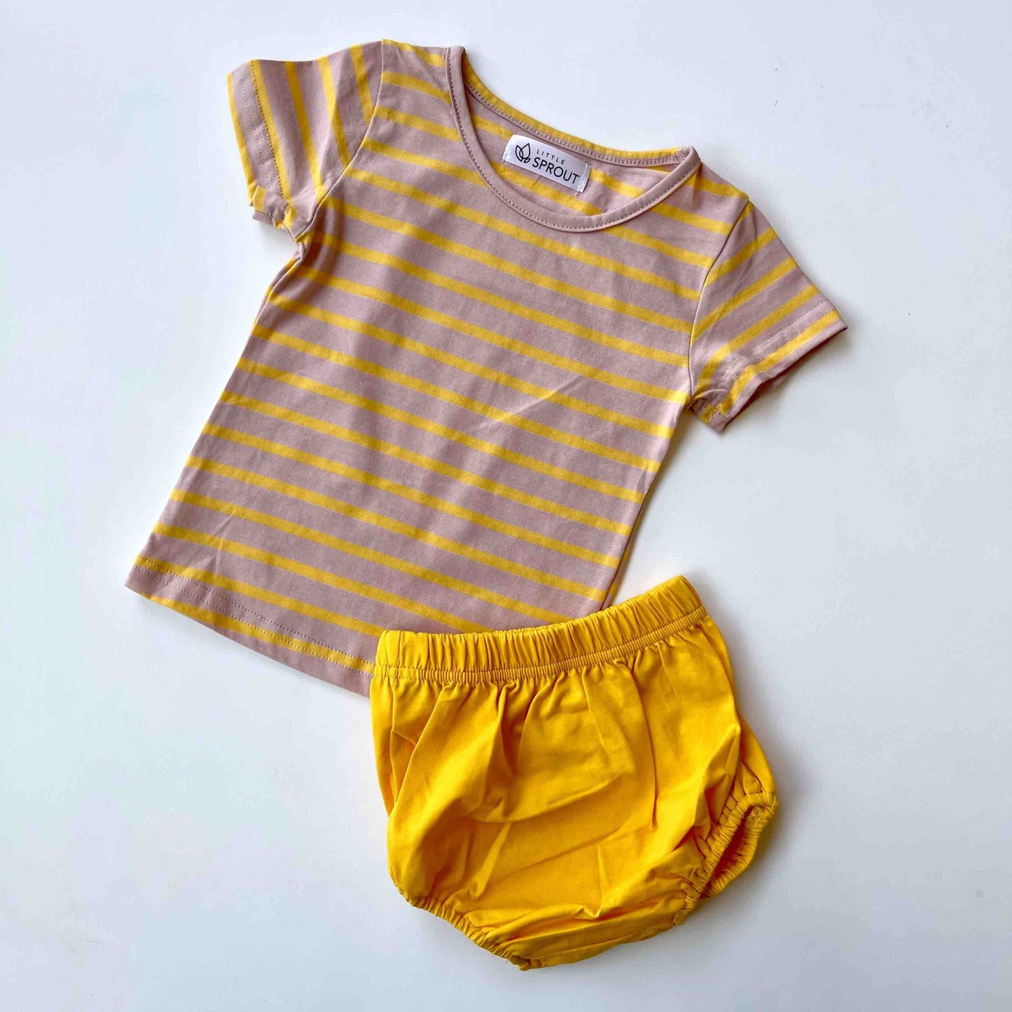 Harper Unisex Striped Set - Blush and Yellow
