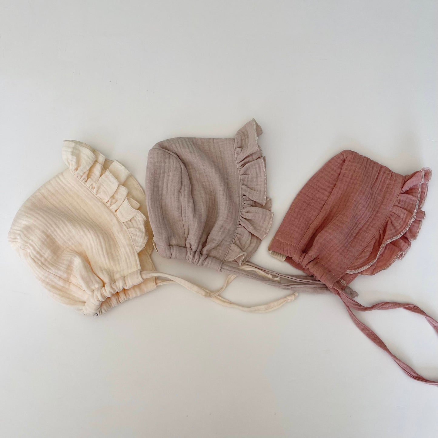 Wild Skye - Frilled Muslin Bonnet - Taupe