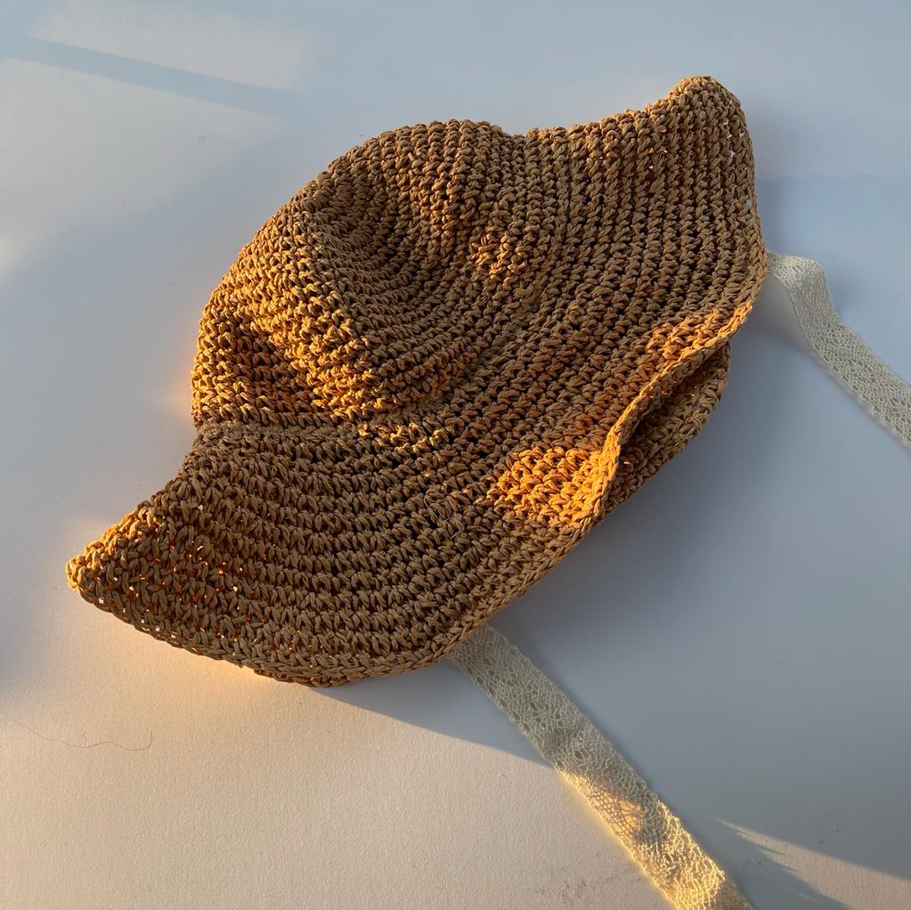 Blossom Vintage Straw Hat - Dark Brown