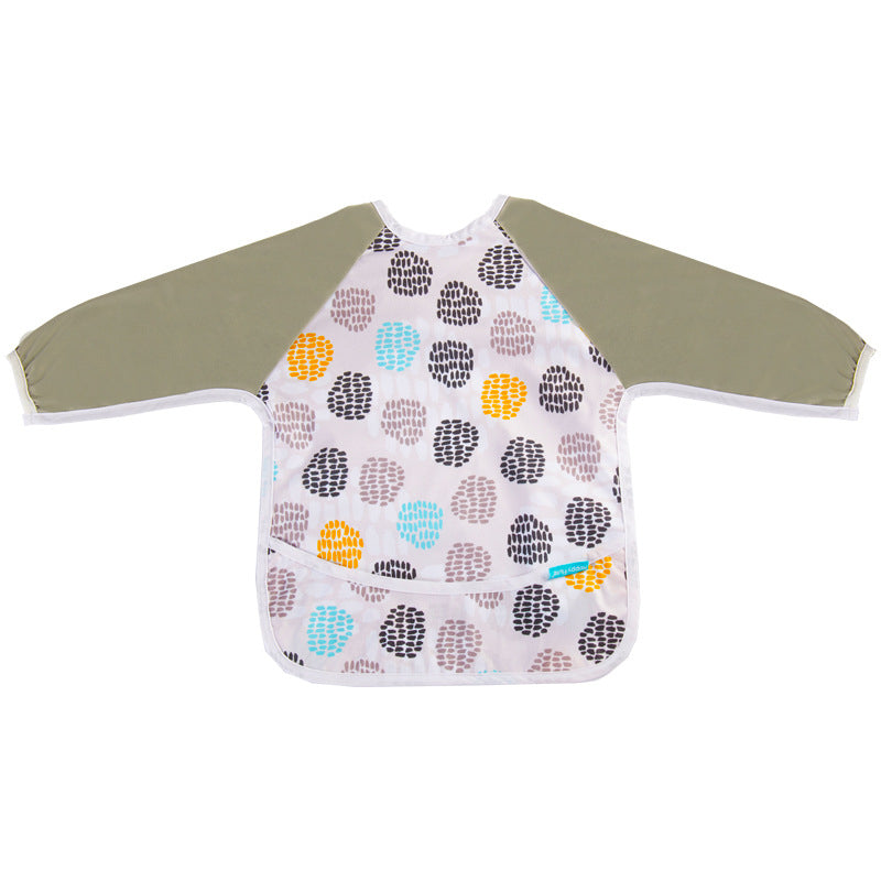 Waterproof Long Sleeved Bib - Grey and Coloured Dots
