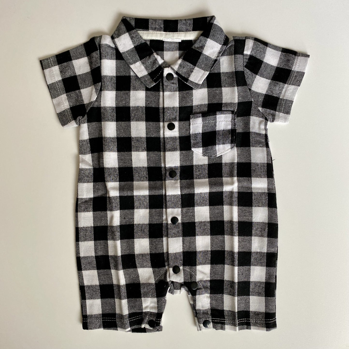 Huxley Plaid Romper - Black