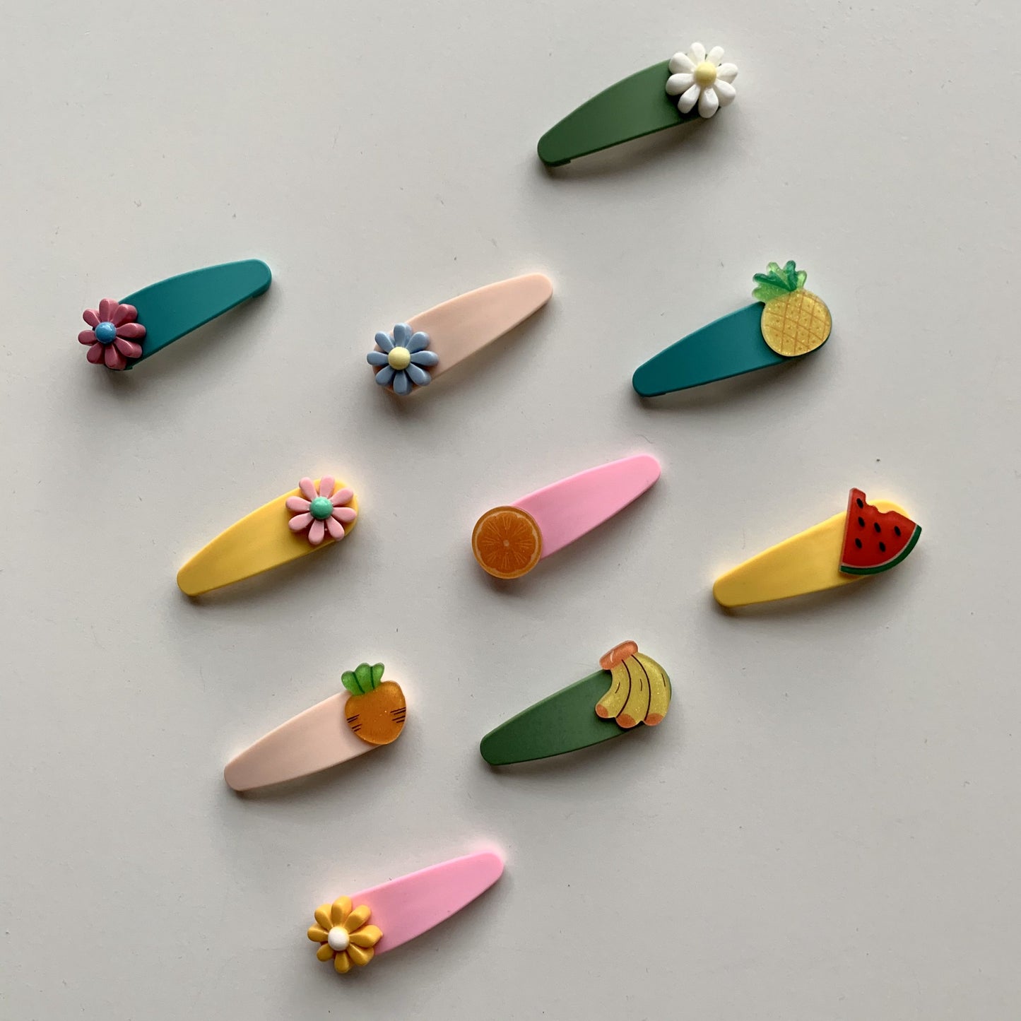 Matte Flower and Fruit Hair Clip Set