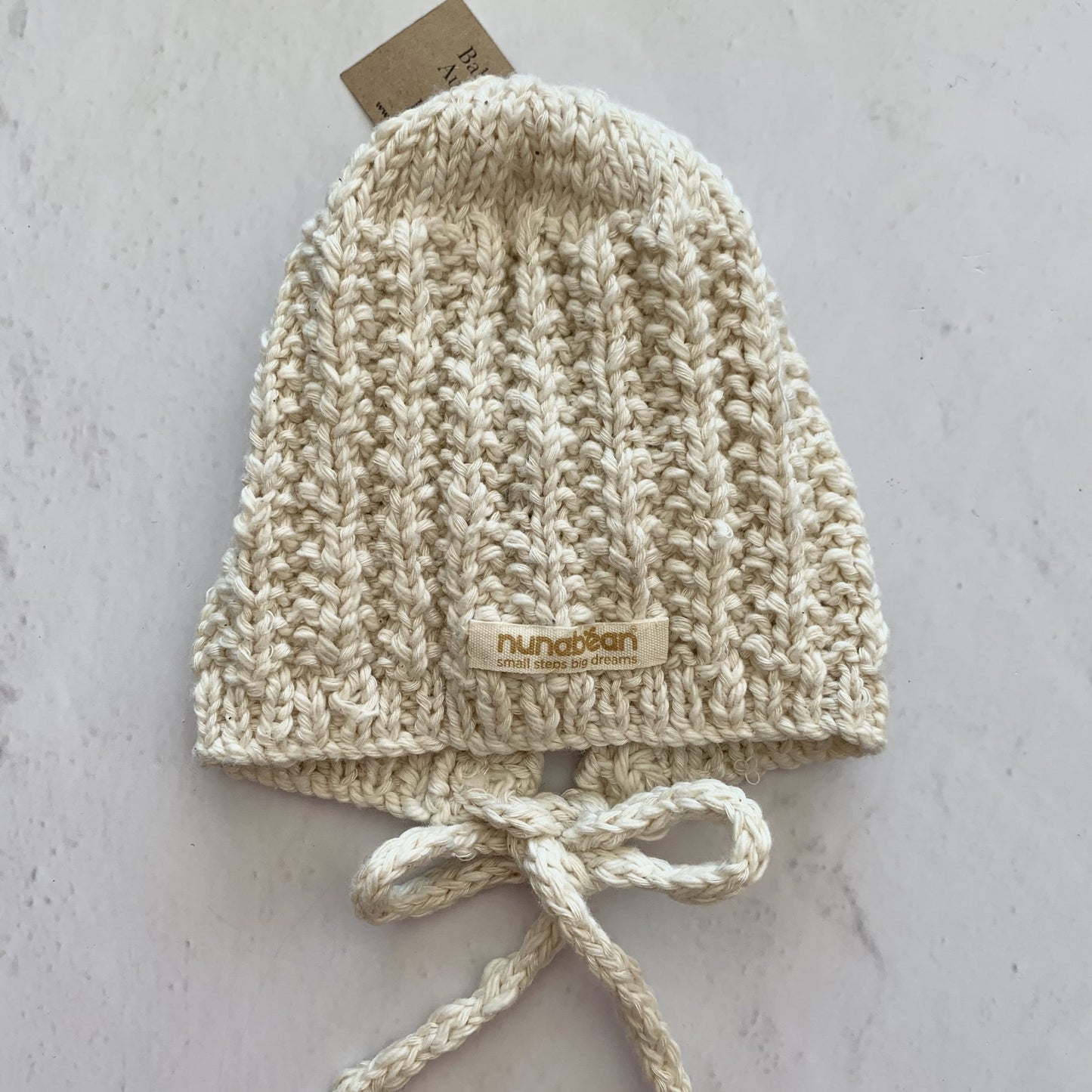 Nunabean - Knitted Bonnet Natural - 0-6 months