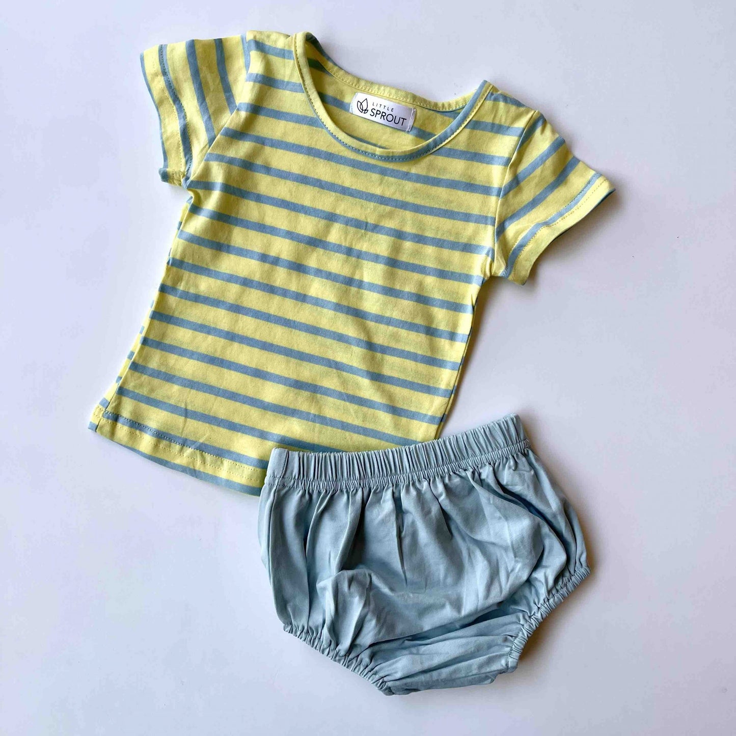 Harper Unisex Striped Set - Sky and Lemon