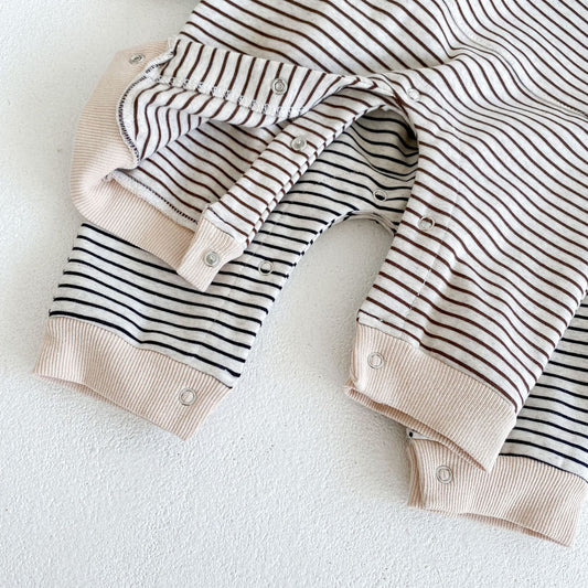 Blake Striped Jumpsuit - Beige and Black Stripes
