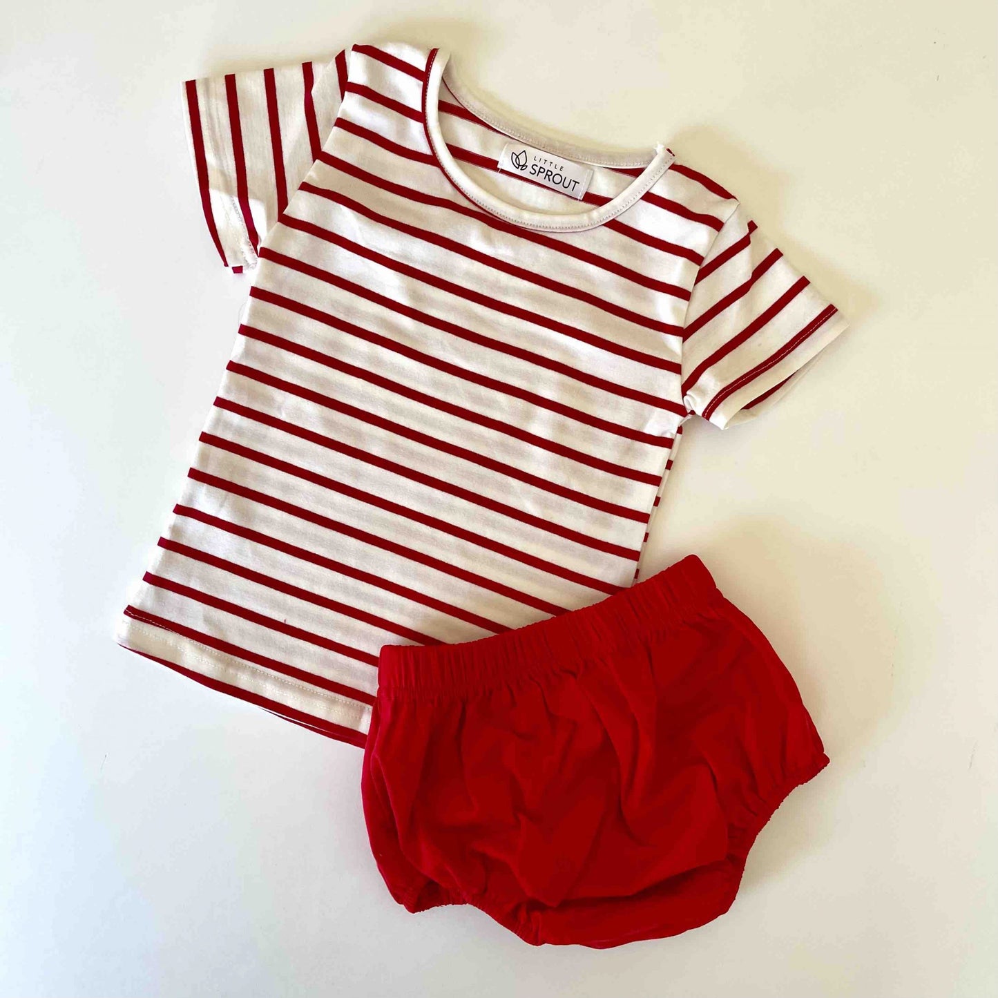 Harper Unisex Striped Set - Red and White