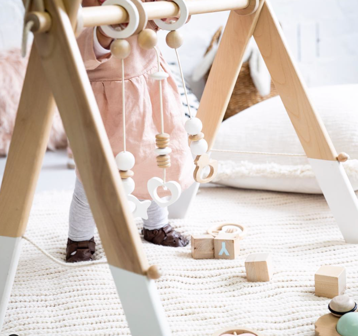Scandi Style Wooden Baby Gym - White