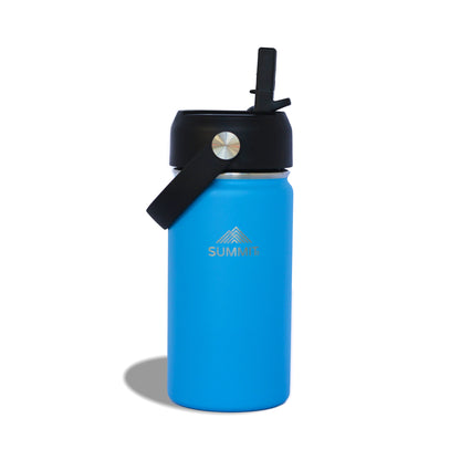 SummitCo Mini 350ml Insulated Stainless Steel Water Bottle – Ocean - Kid-friendly, Sipper Lid & Straw, Leak-Proof