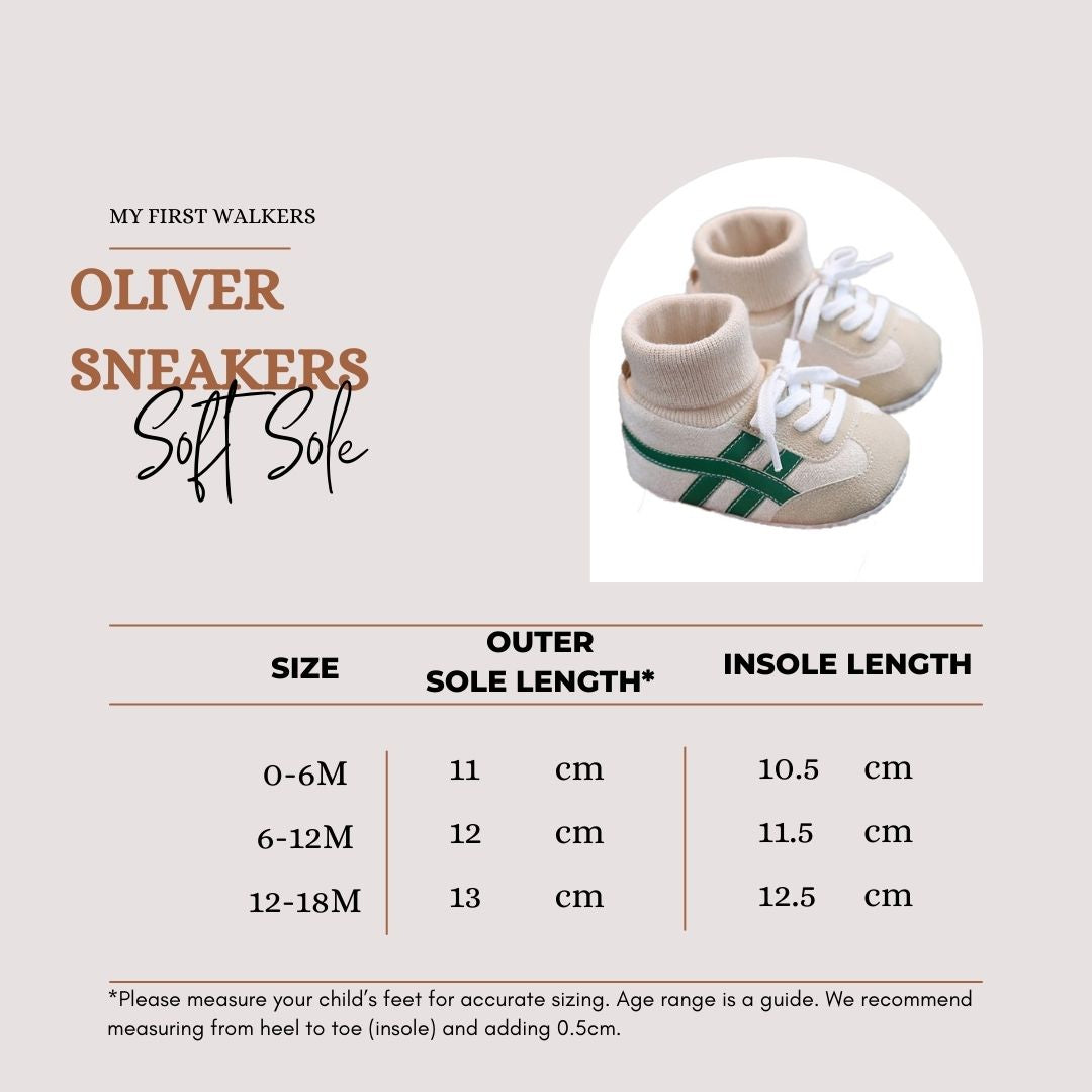 Oliver Soft Sole Baby Sneakers – Green - Non-Slip Infant Shoes for Early Walkers, Lace-Up Design