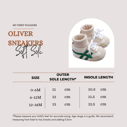 Oliver Soft Sole Baby Sneakers – Green - Non-Slip Infant Shoes for Early Walkers, Lace-Up Design