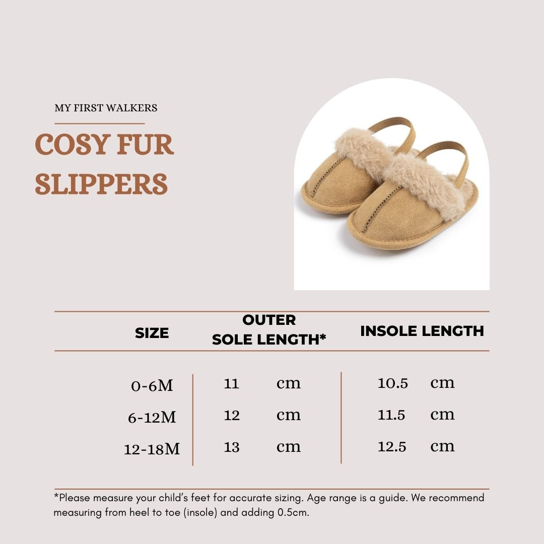 Baby Fur Slippers - White – Soft Sole, Non-Slip Infant Shoes with Plush Lining for Warmth & Comfort