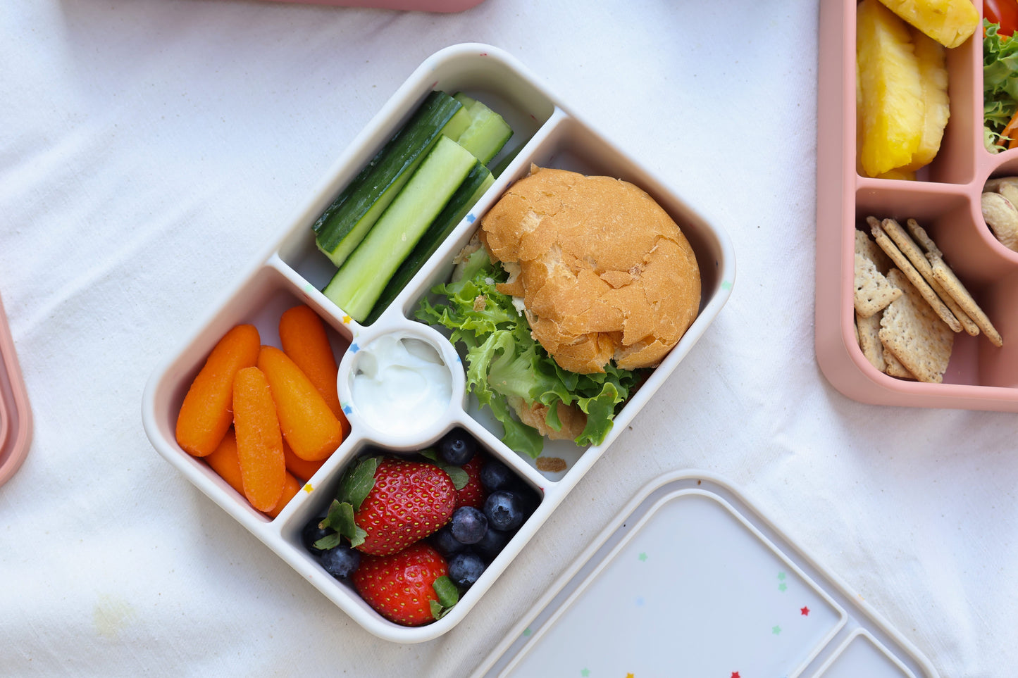 SummitCo Silicone Bento 5 Lunchbox – Star Confetti - Leakproof, 5 Compartments, Microwave & Oven Safe
