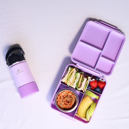 SummitCo Alpine Bento Lunchbox with Insulated Food Jar – Orchid - Leakproof, 4 Compartments, BPA-Free