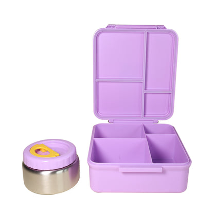 SummitCo Alpine Bento Lunchbox with Insulated Food Jar – Orchid - Leakproof, 4 Compartments, BPA-Free
