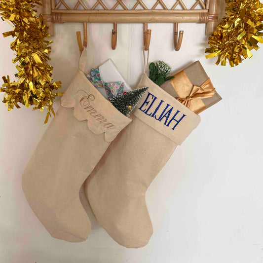 Embroidered Christmas Stocking – Original or Scalloped Cuff