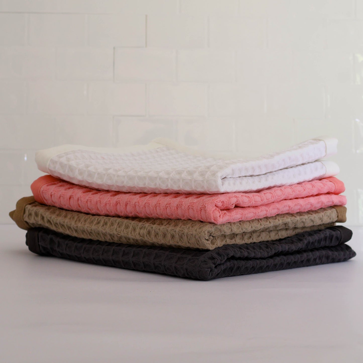 Waverly Waffle Guest Towel - Seabreeze White