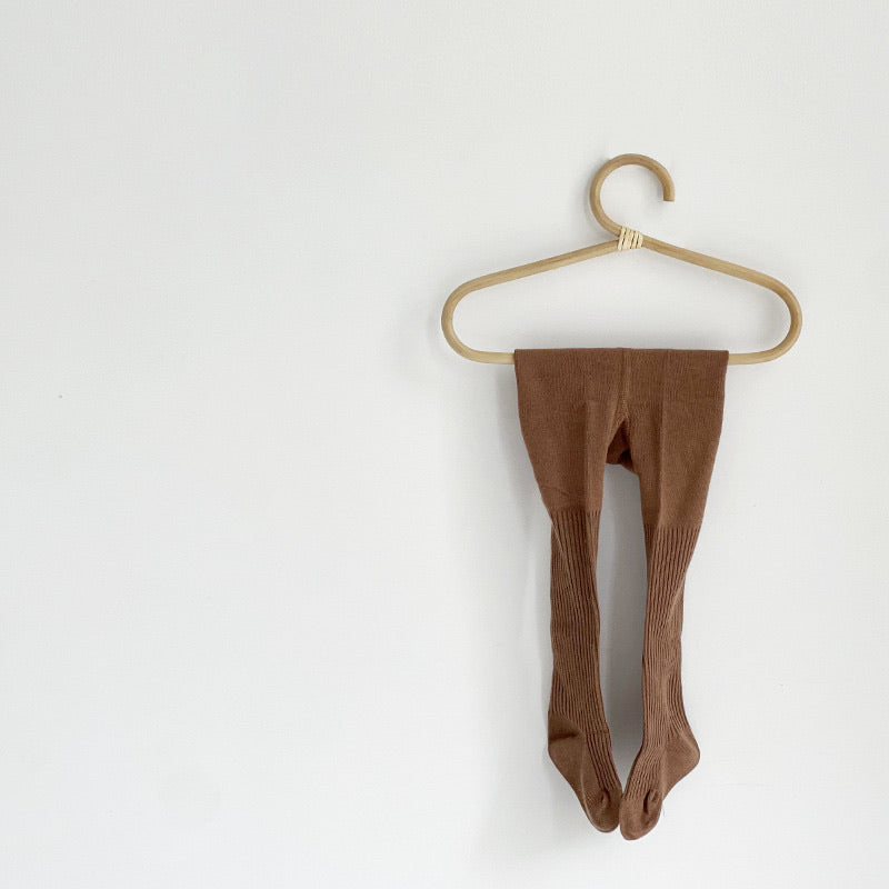Ribbed Basic Tights - Terracotta