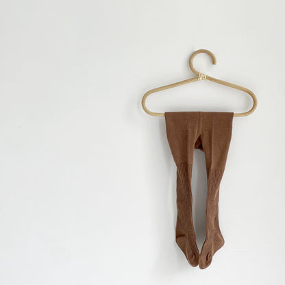 Ribbed Basic Tights - Terracotta