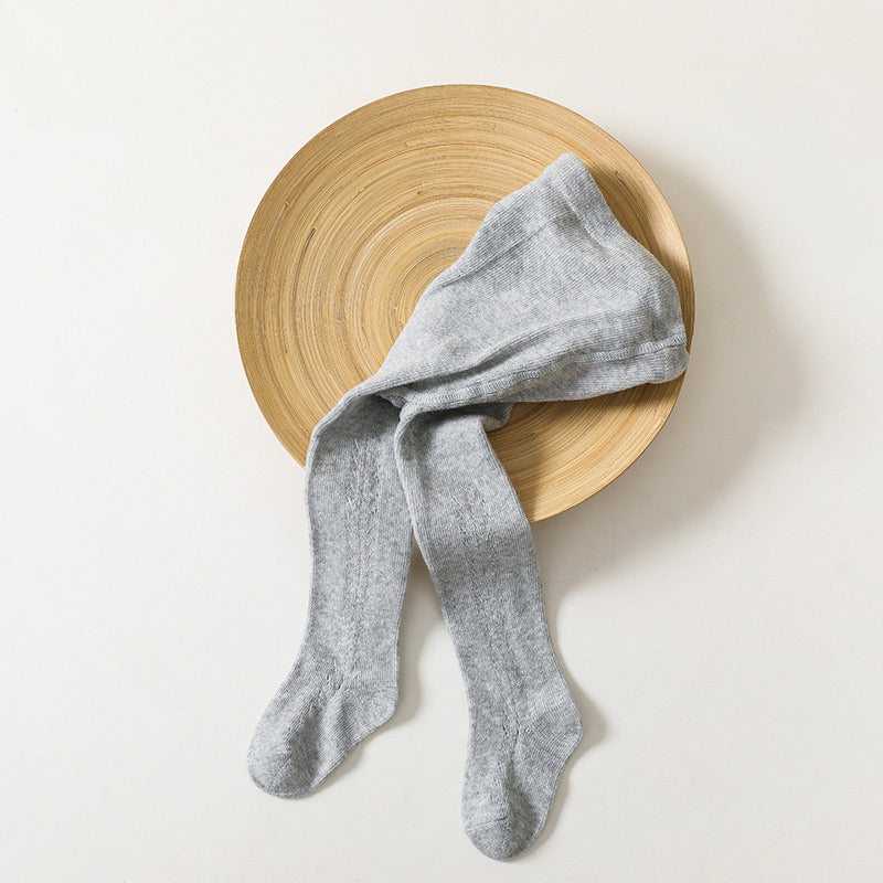 Pointelle Tights - Light Grey