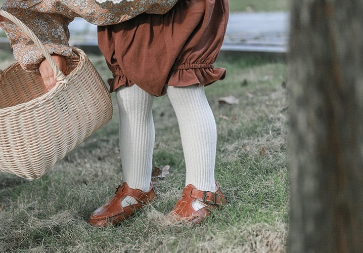 Ribbed Basic Tights - Terracotta