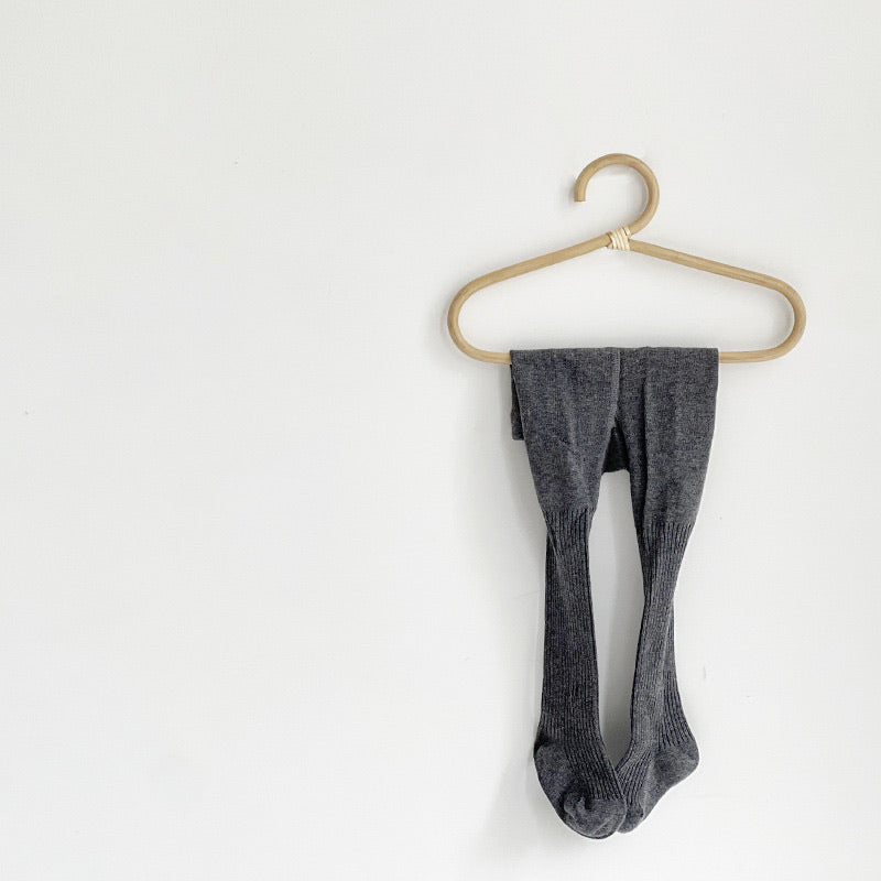 Ribbed Basic Tights - Dark Grey