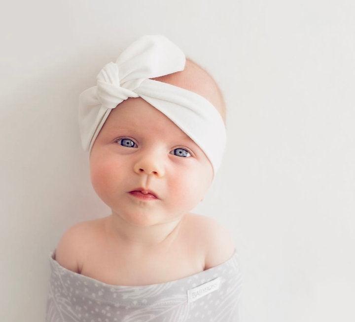 Snuggle Hunny Kids Topknot Headband -Classic White