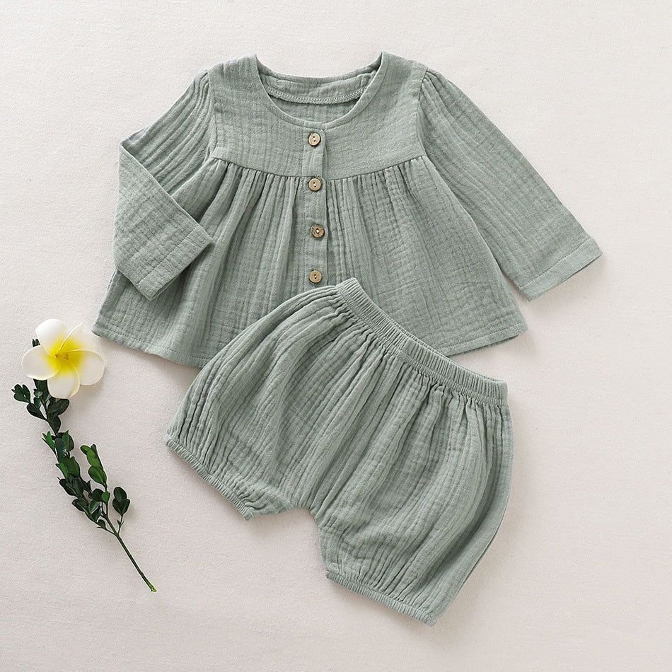 Imara Muslin Shorts and Blouse Set - Seafoam