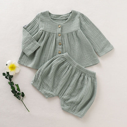 Imara Muslin Shorts and Blouse Set - Seafoam
