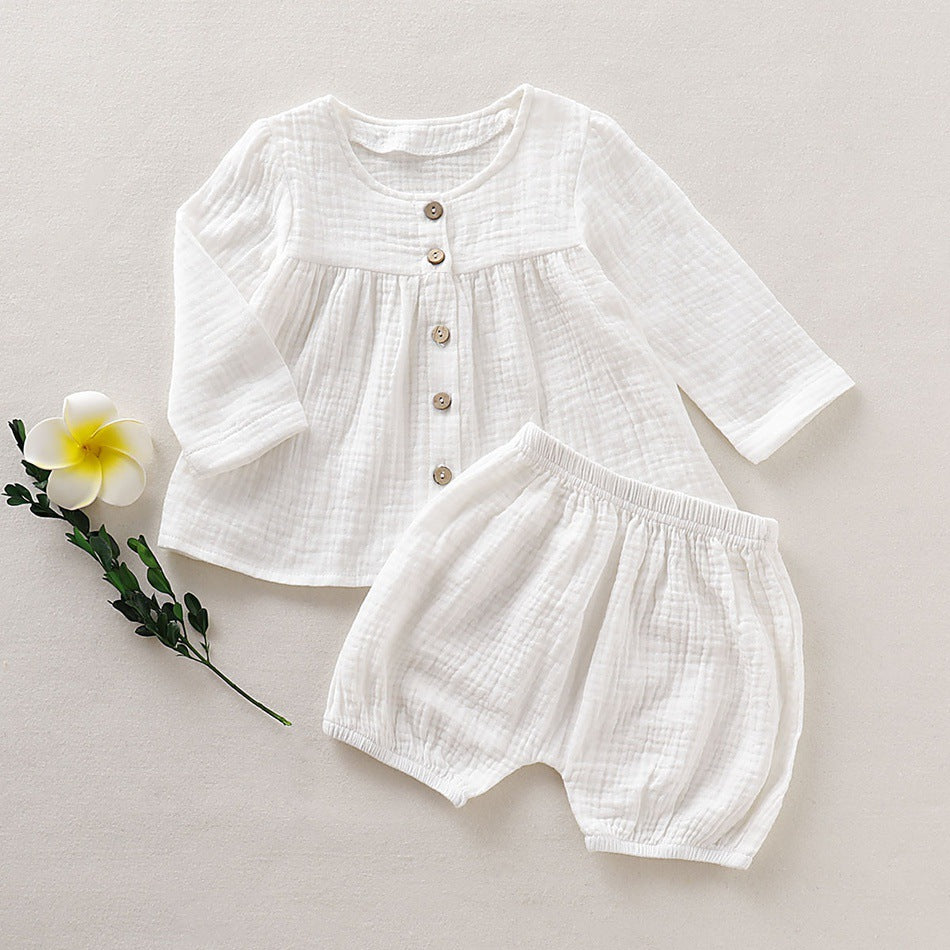 Imara Muslin Shorts and Blouse Set - White