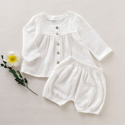 Imara Muslin Shorts and Blouse Set - White