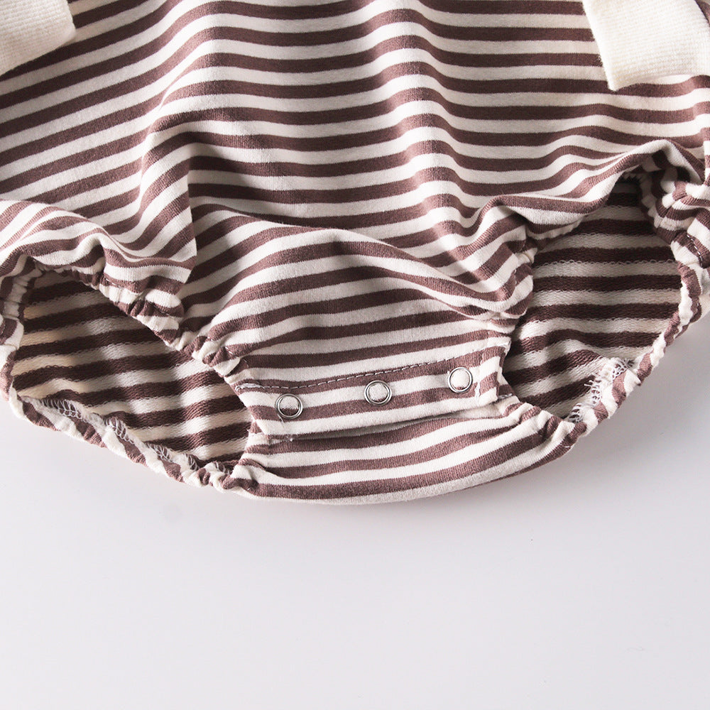 June Striped Hooded Romper - Black