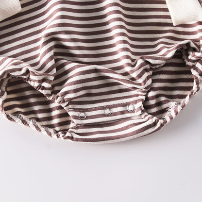 June Striped Hooded Romper - Black