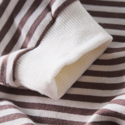 June Striped Hooded Romper - Black