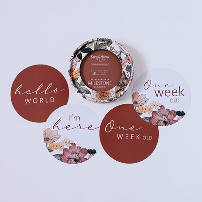 Snuggle Hunny Kids Milestone Cards- Australiana &amp; Rust