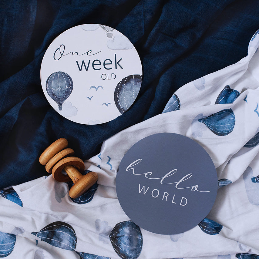 Snuggle Hunny Kids Milestone Cards- Cloud Chaser & Indigo